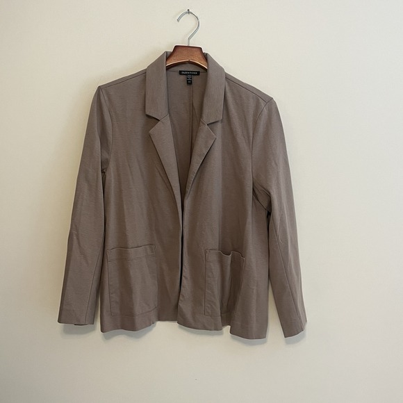 Eileen Fisher Jacket Womens M Ponte Knit Open Blazer Beige Neutral